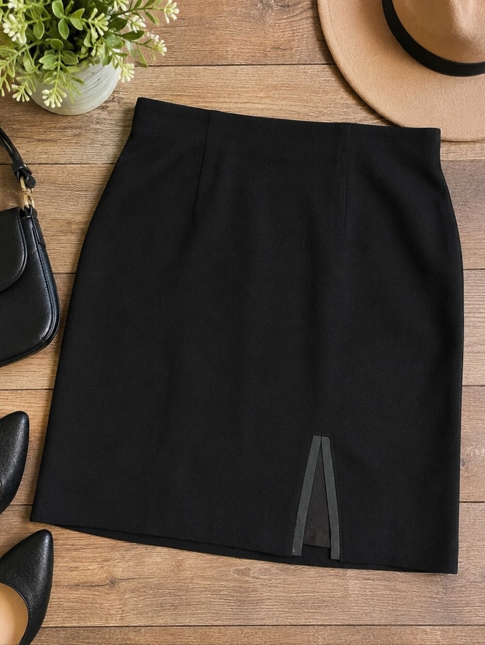 Vintage Lillie Rubin Black Mini Pencil Skirt 31" Waist